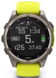 Умные часы Garmin Fenix 8 47mm Solar, Sapphire, титановый серый с желтым ремешком (010-02906-21)