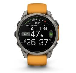 Часы Garmin Fenix 8 47mm Amoled Sapphire Titanium, светло-серый, оранжевый силиконовый ремешок ( 010-02904-11)