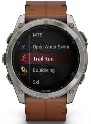 Умные часы Garmin Fenix 8 51 мм AMOLED Sapphire Titanium, with chestnut leather band plus graphite silicone band (010-02905-40)
