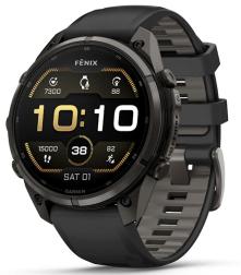 Умные часы Garmin Fenix 9 Pro AMOLED 47мм inReach, Carbon Gray DLC Titanium with Black/Pebble Grey Silicone Band