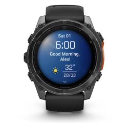Умные часы Garmin Fenix 8 51 мм AMOLED, серый, черный силиконовый ремешок (010-02905-00)