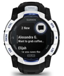 Умные часы Garmin Instinct 3 50mm Solar, Whitestone with Black/Bolt Blue Silicone (010-02935-43) HK