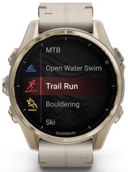 Часы Garmin Fenix 8 43mm Amoled Sapphire Titanium, золотистый, серый кожаный ремешок (010-02903-40)