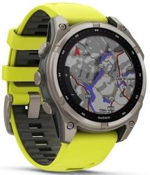 Умные часы Garmin Fenix 8 47mm Solar, Sapphire, титановый серый с желтым ремешком (010-02906-21)