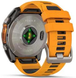 Умные часы Garmin Fenix 8 51 мм AMOLED, серебристый с оранжевым ремешком (010-02905-53)