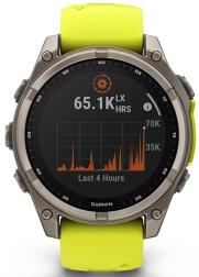 Умные часы Garmin Fenix 8 47mm Solar, Sapphire, титановый серый с желтым ремешком (010-02906-21)