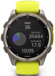 Умные часы Garmin Fenix 8 47mm Solar, Sapphire, титановый серый с желтым ремешком (010-02906-21)